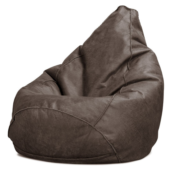 Poltrona Sacco Pouf 'Gioco' - Pelle Effetto Vintage Ardesia Naturale 02