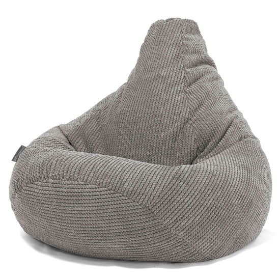 Poltrona Sacco Pouf 'Gioco' - Velluto a Coste Effetto Waffle Carbone Grigio 02