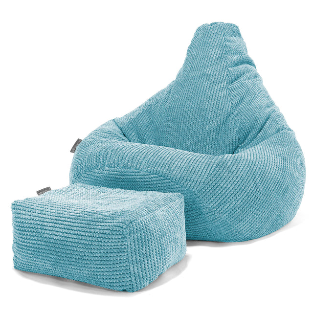 Poltrona Sacco Pouf 'Gioco' - Pompon Egeo Blu 01