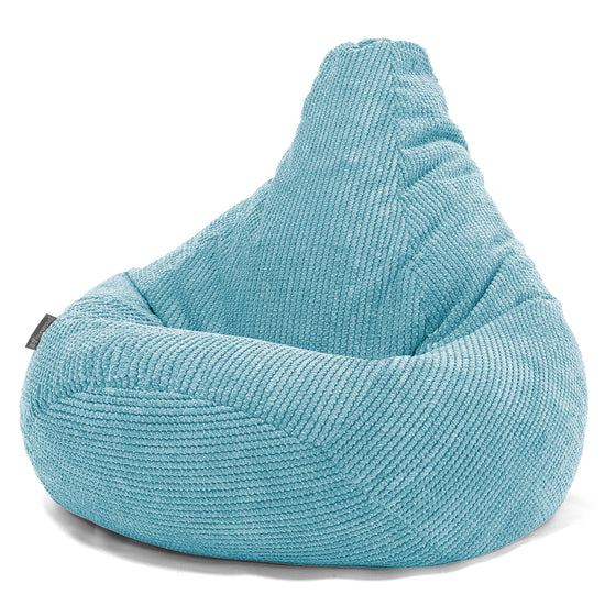 Poltrona Sacco Pouf 'Gioco' - Velluto a Coste Effetto Waffle Egeo Blu 02