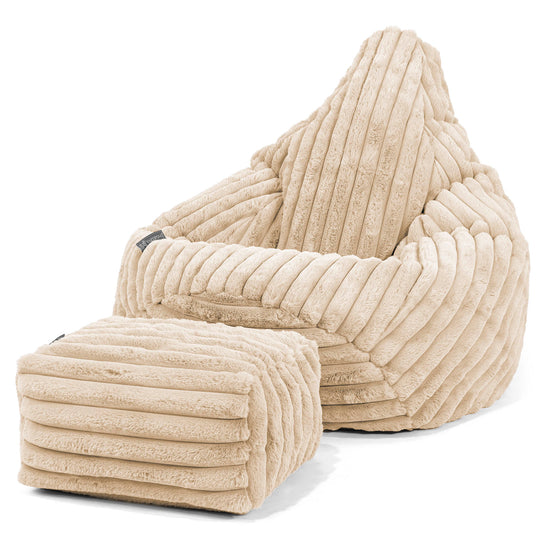 Poltrona Sacco Pouf 'Gioco' - Velluto Felpato Ultra Morbido Panna 01