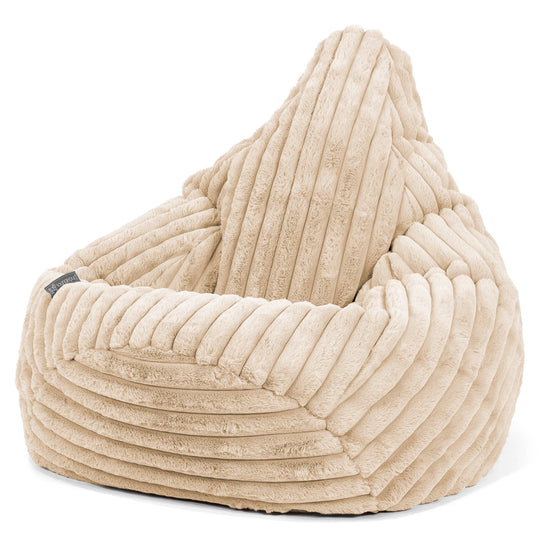 Poltrona Sacco Pouf 'Gioco' - Velluto Felpato Ultra Morbido Panna 02