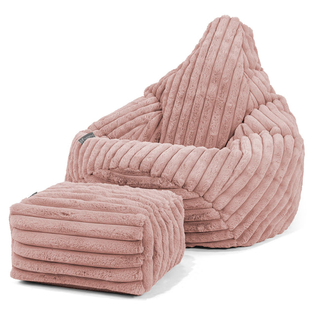 Poltrona Sacco Pouf 'Gioco' - Velluto Felpato Ultra Morbido Rosa Antico 01