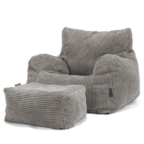 Poltrona Sacco, Pouf - Pompon Carbone Grigio 02