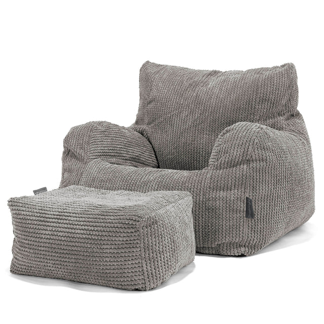 Poltrona Sacco, Pouf - Pompon Carbone Grigio 02