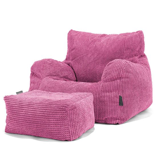 Poltrona Sacco, Pouf - Pompon Rosa 02