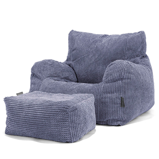 Poltrona Sacco, Pouf - Pompon Viola 02