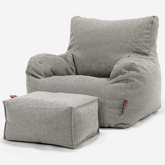 Poltrona Sacco, Pouf - Tessuto in Lana Interalli Argento 02