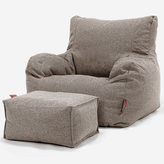 Poltrona Sacco, Pouf - Tessuto in Lana Interalli Biscotto 02