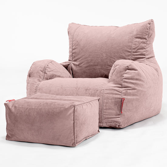 Poltrona Sacco, Pouf - Velluto Rosa_02