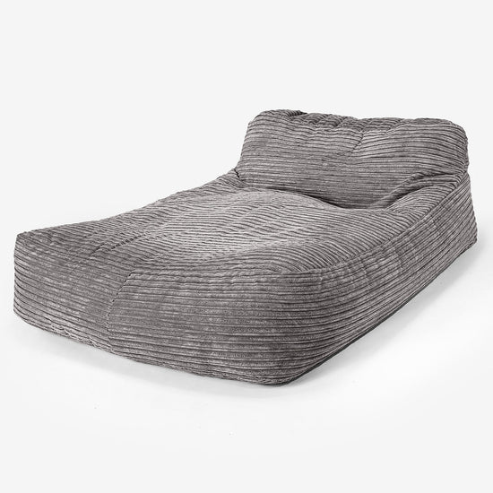 Pouf Chaise Longue, 2 Persone - Velluto a Coste Grafite 01