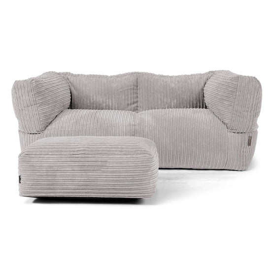 Albert Pouf Divano 2 posti - Velluto a Coste Grigio Argento 02