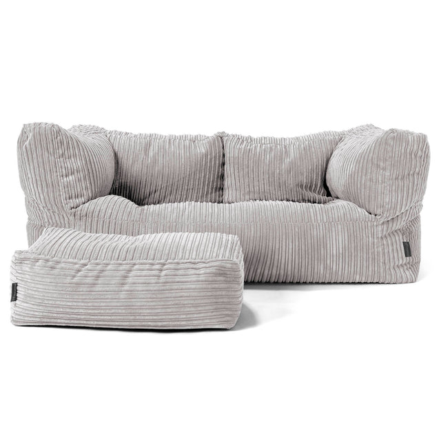 Albert Pouf Divano 2 posti - Velluto a Coste Grigio Argento 02