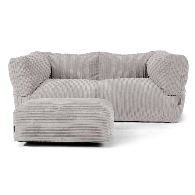 Albert Pouf Divano 2 posti - Velluto a Coste Grigio Argento 02