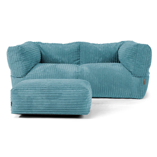Albert Pouf Divano 2 posti - Velluto a Coste Egeo Blu 02