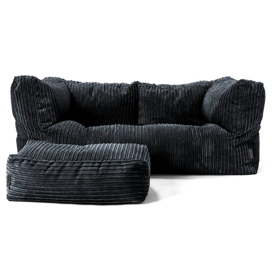 Albert Pouf Divano 2 posti - Velluto a Coste Nero 02