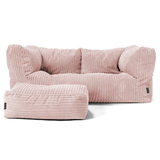Albert Pouf Divano 2 posti - Velluto a Coste Rosa Cipria 02