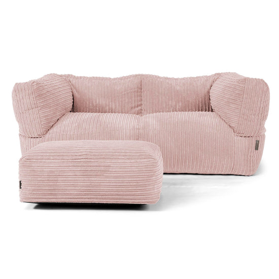 Albert Pouf Divano 2 posti - Velluto a Coste Rosa Cipria 02
