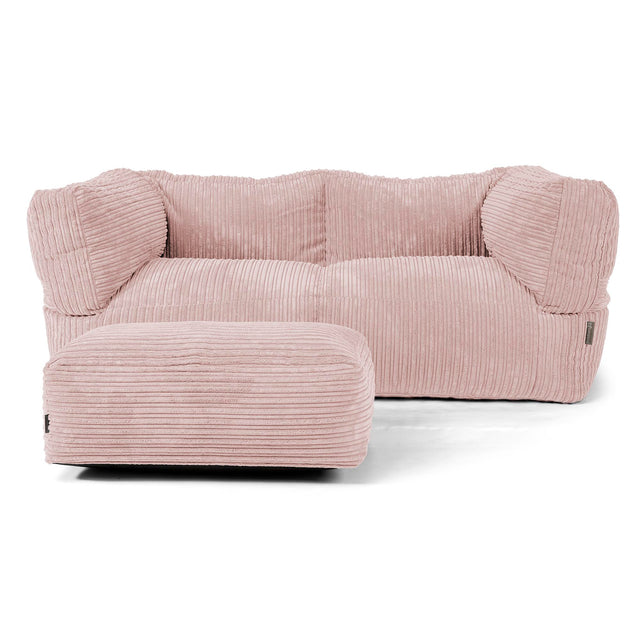 Albert Pouf Divano 2 posti - Velluto a Coste Rosa Cipria 02