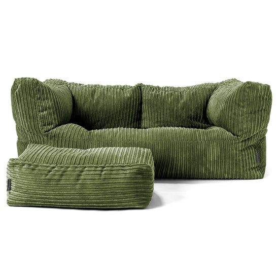 Albert Pouf Divano 2 posti - Velluto a Coste Verde Foresta 02