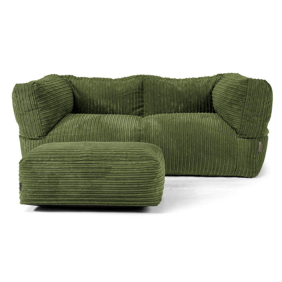 Albert Pouf Divano 2 posti - Velluto a Coste Verde Foresta 02
