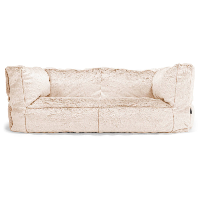 Albert Pouf Divano 2 posti - Eco-pelliccia di Coniglio Bianco 01