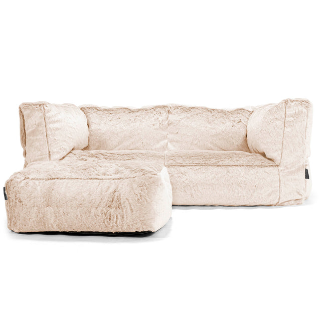 Albert Pouf Divano 2 posti - Eco-pelliccia di Coniglio Bianco 02