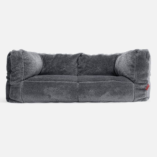 Albert Pouf Divano 2 posti - Eco-pelliccia Orsacchiotto Grigio scuro 01