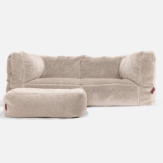 Albert Pouf Divano 2 posti - Eco-pelliccia Orsacchiotto Visone 02