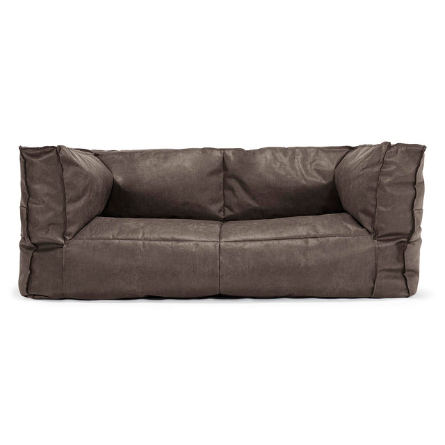 Albert Pouf Divano 2 posti - Pelle Effetto Vintage Ardesia Naturale 01