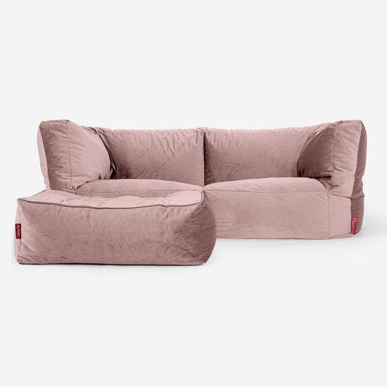 Albert Pouf Divano 2 posti - Velluto Rosa 02
