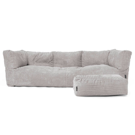 Albert Pouf Divano 3 posti - Velluto a Coste Grigio Argento 02