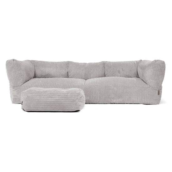 Albert Pouf Divano 3 posti - Velluto a Coste Grigio Argento 02