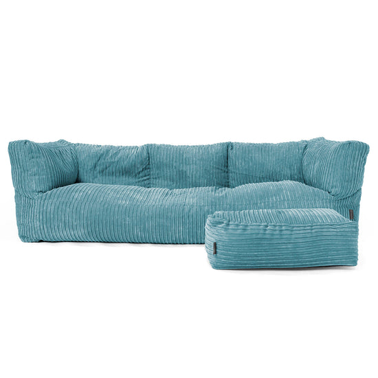 Albert Pouf Divano 3 posti - Velluto a Coste Egeo Blu 02