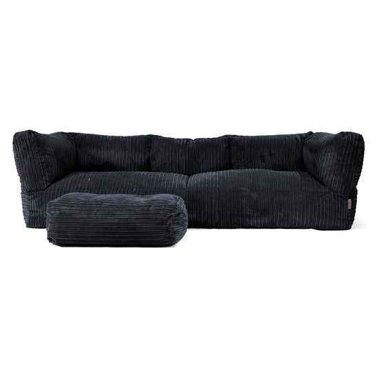 Albert Pouf Divano 3 posti - Velluto a Coste Nero 02