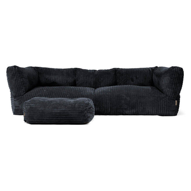 Albert Pouf Divano 3 posti - Velluto a Coste Nero 02