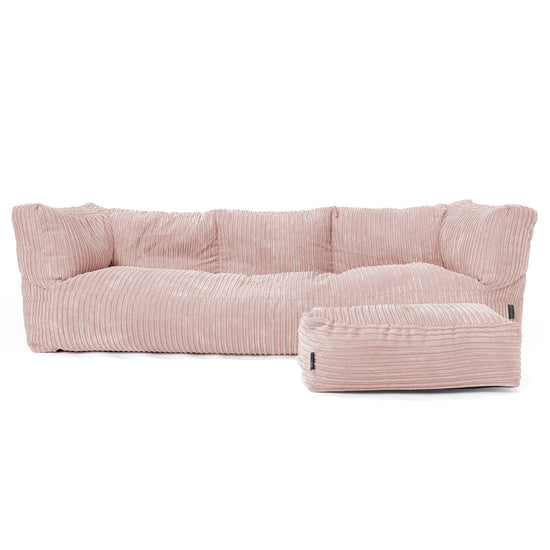 Albert Pouf Divano 3 posti - Velluto a Coste Rosa Cipria 02
