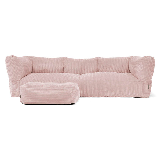 Albert Pouf Divano 3 posti - Velluto a Coste Rosa Cipria 02