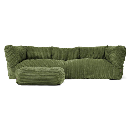 Albert Pouf Divano 3 posti - Velluto a Coste Verde Foresta 02