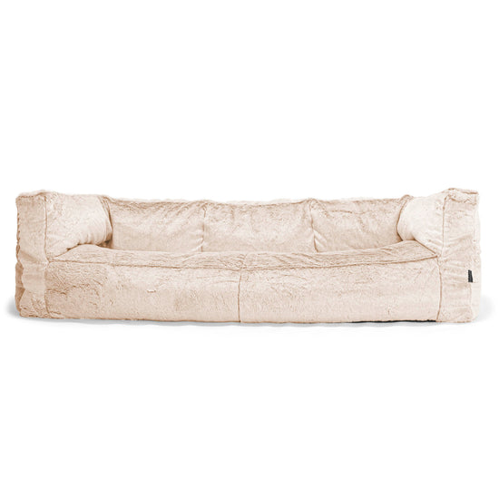 Albert Pouf Divano 3 posti - Eco-pelliccia di Coniglio Bianco 01