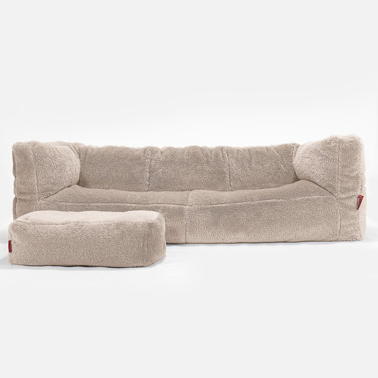 Albert Pouf Divano 3 posti - Eco-pelliccia Orsacchiotto Visone 02