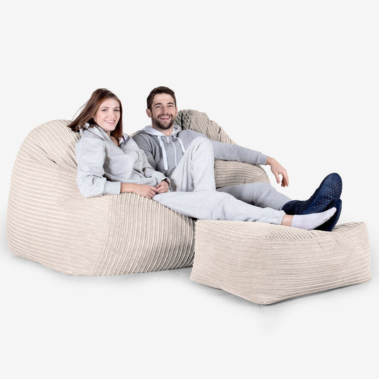 Pouf Divano Gigante - Velluto a Coste Avorio 03