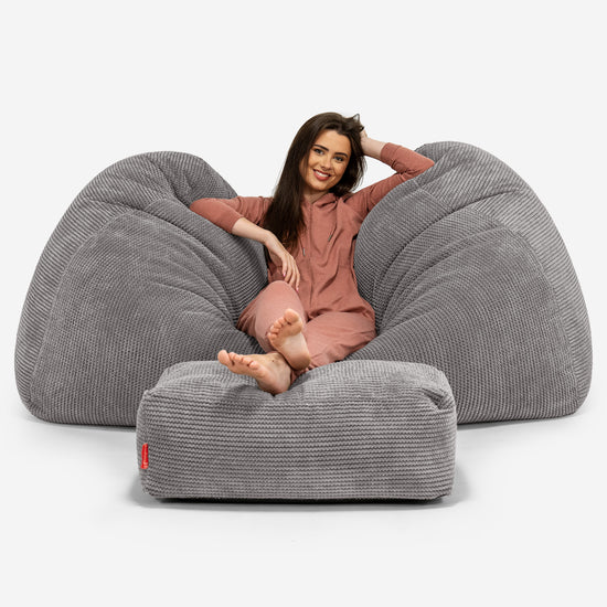 Pouf Divano Gigante - Pompon Carbone Grigio 03