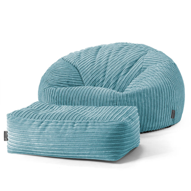 Pouf Divano, Sacco - Velluto a Coste Egeo Blu 02