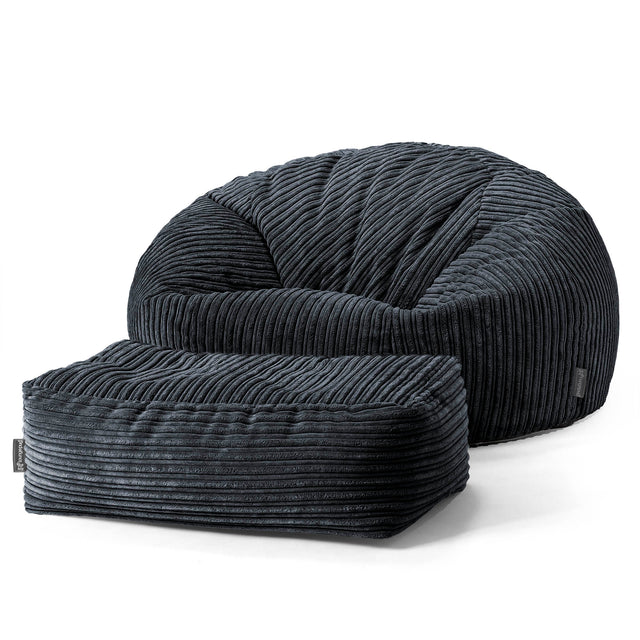 Pouf Divano, Sacco - Velluto a Coste Nero 02