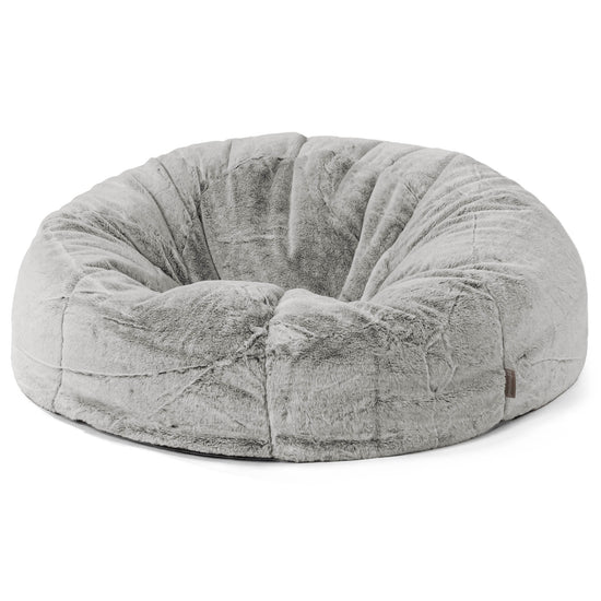 Pouf Divano, Sacco - Eco-pelliccia di Coniglio Grigio Chiaro 01