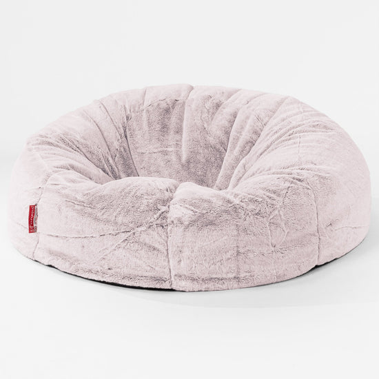 Pouf Divano, Sacco - Eco-pelliccia di Coniglio Rosa Antico 01