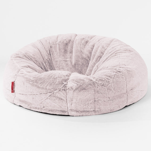 Pouf Divano, Sacco - Eco-pelliccia di Coniglio Rosa Antico 01