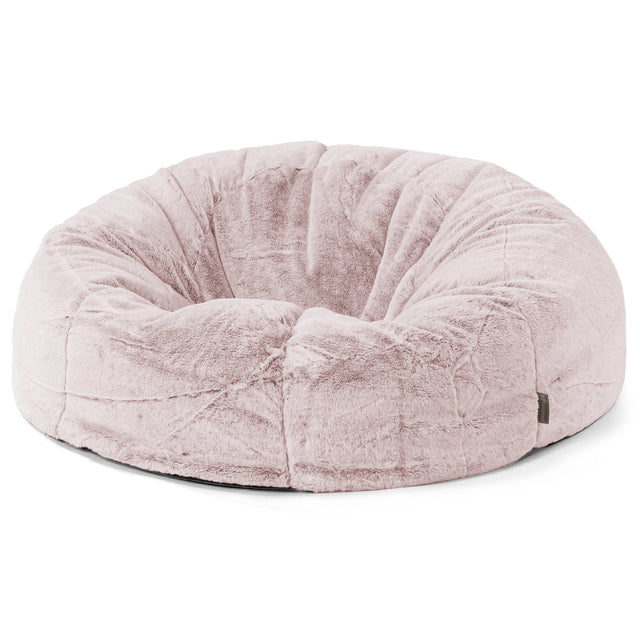 Pouf Divano, Sacco - Eco-pelliccia di Coniglio Rosa Antico 01