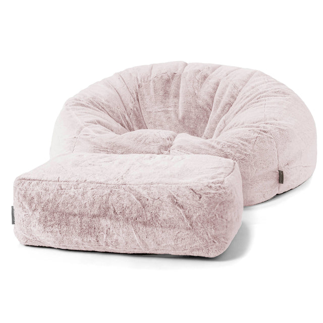 Pouf Divano, Sacco - Eco-pelliccia di Coniglio Rosa Antico 02